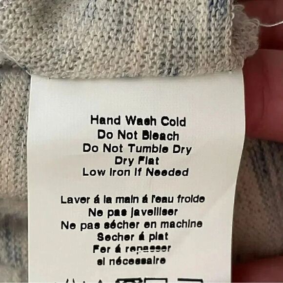 LUSH  DRAWISTRING TNECK TOP
CREAM  BLUE Cropped Long Sleeves Soft Womens S - Picture 10 of 16